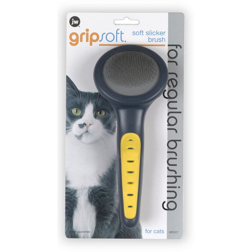 JW Pet GripSoft Cat Slicker Brush Gray; Yellow Small - Pet Supplies - JW