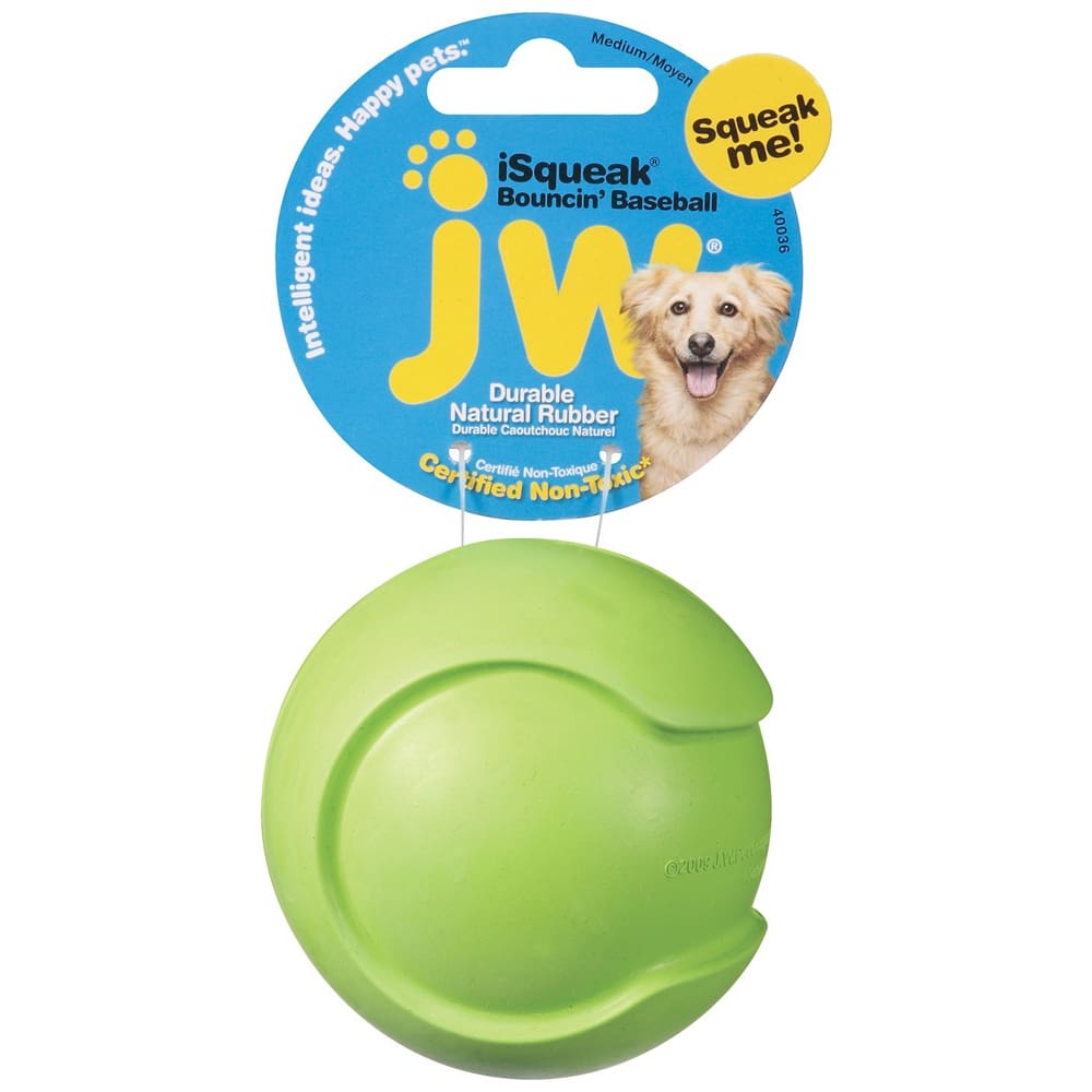 JW Pet iSqueak Bouncin’ Dog Toy Baseball Assorted Medium - Pet Supplies - JW