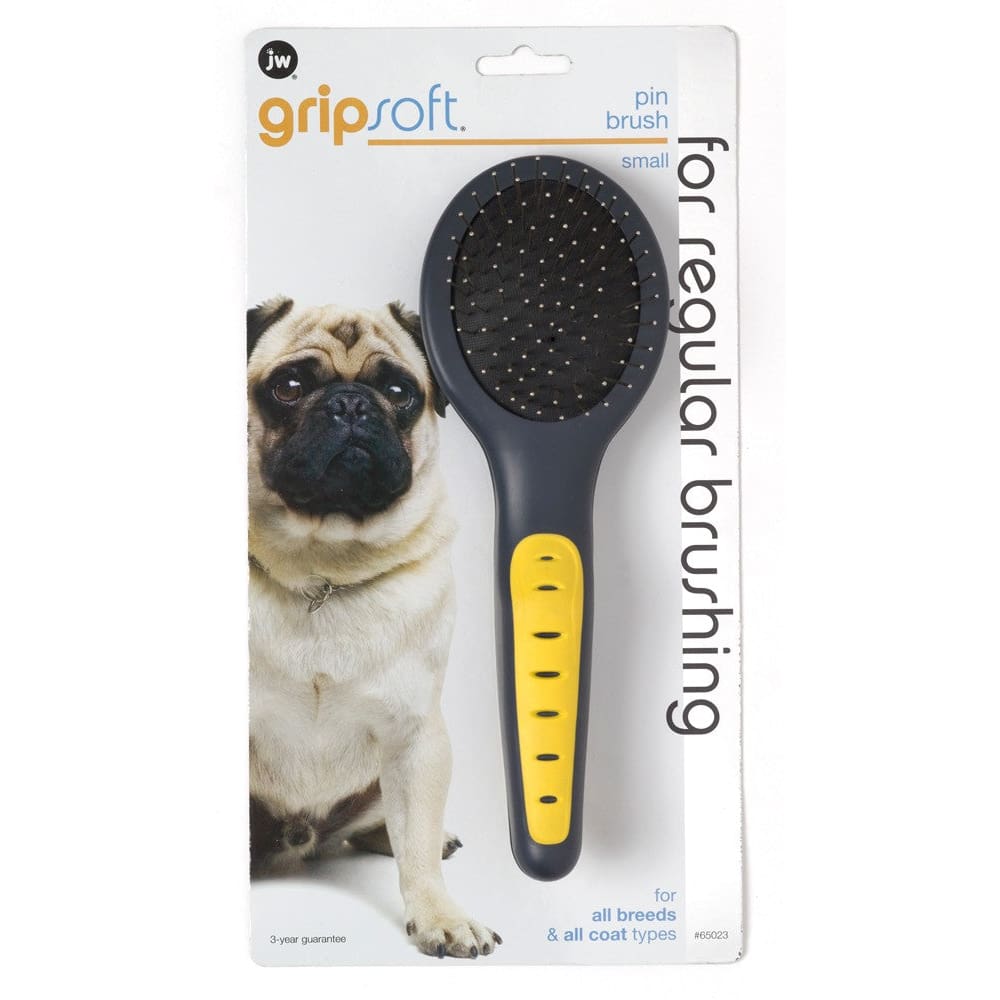 JW Pet Pin Brush Grey; Yellow Small - Pet Supplies - JW
