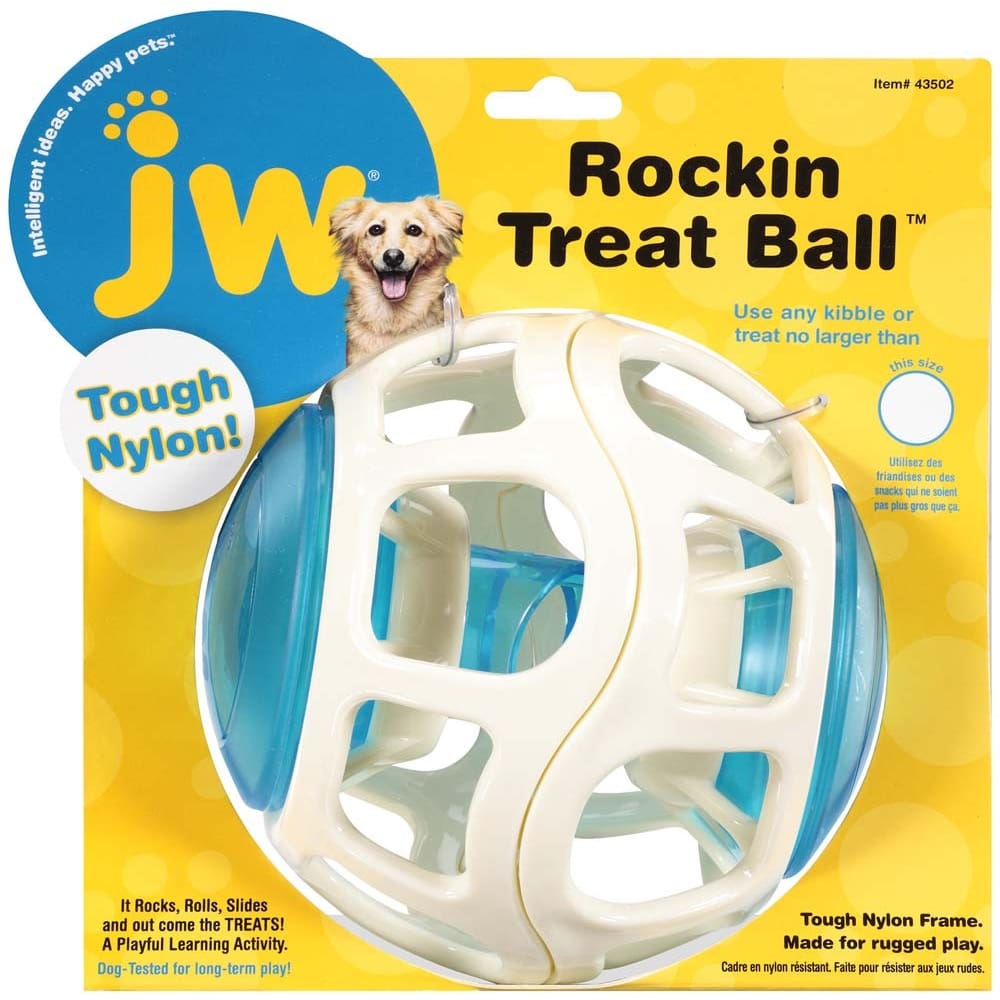 JW Pet Rockin Treat Ball Dog Toy White Blue One Size - Pet Supplies - JW