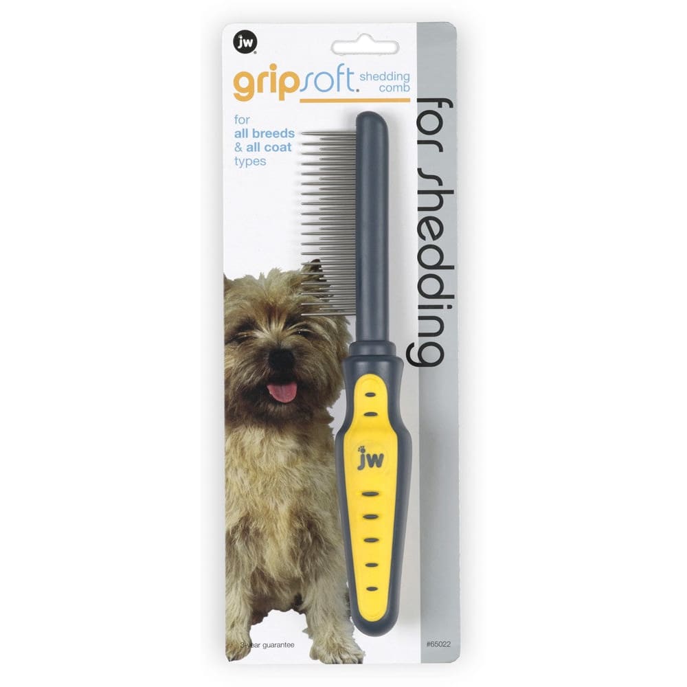 JW Pet Shedding Comb Grey; Yellow One Size - Pet Supplies - JW