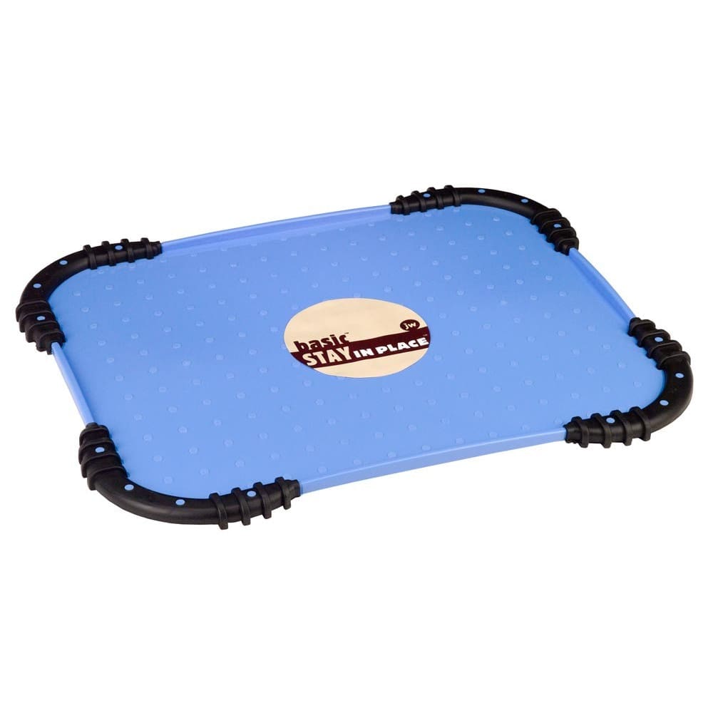 JW Pet Skid Stop Stay in Place Dog Food Mat Blue; Black One Size - Pet Supplies - JW