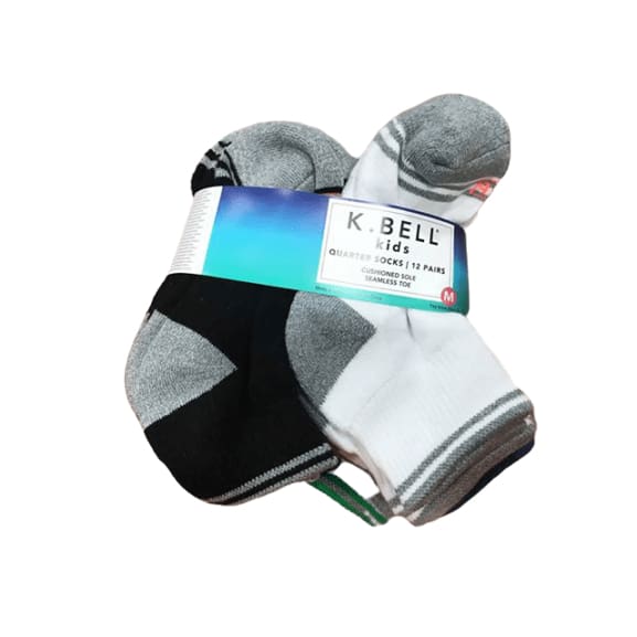 K Bell kids Quarter Socks, Size Choice, 12 Pairs-ShelHealth.Com
