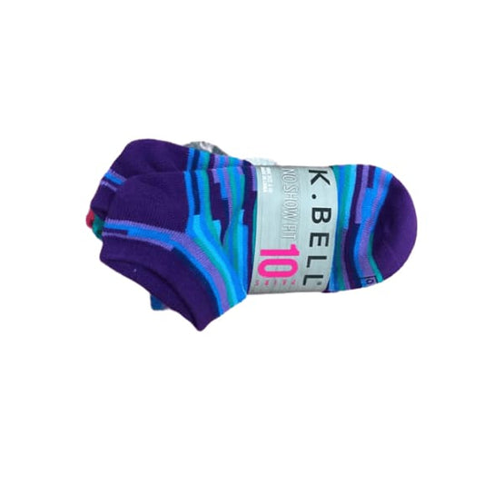 K Bell Ladies No Show Sock, Size 5-10, 10-Pair-ShelHealth.Com