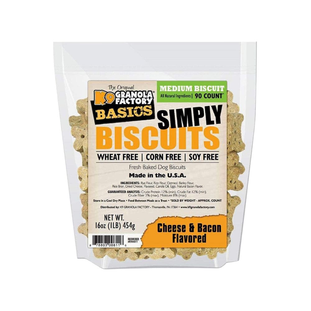 K9 Granola Simply Biscuits; Medium Cheese and Bacon 1Lb - Pet Supplies - K9