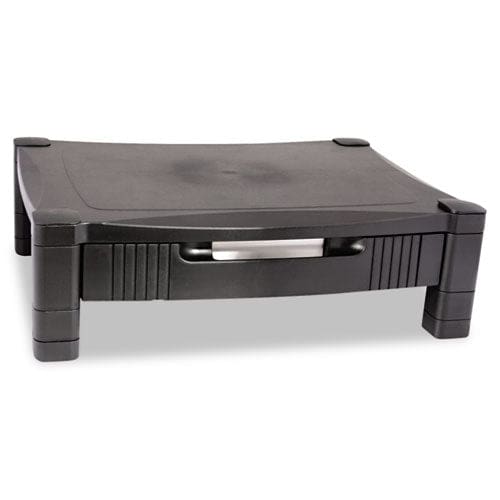 Kantek Monitor Stand With Drawer 17 X 13.25 X 3 To 6.5 Black Supports 50 Lbs - School Supplies - Kantek