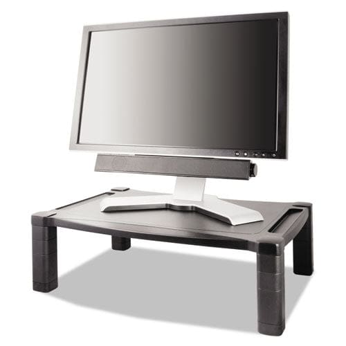 Kantek Wide Deluxe Two-level Monitor Stand 20 X 13.25 X 3 To 6.5 Black Supports 50 Lbs - School Supplies - Kantek
