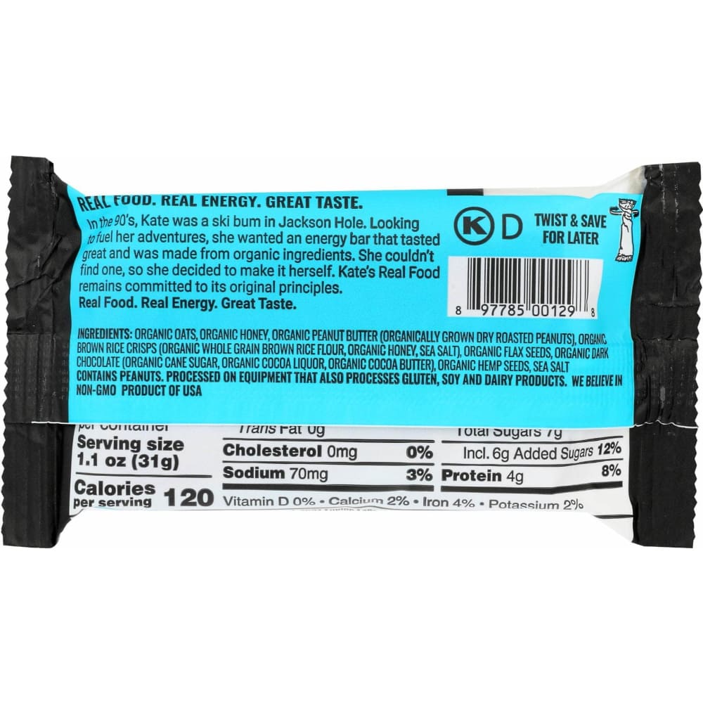 KATES REAL FOOD Grocery > Snacks KATES REAL FOOD: Peanut Butter Hemp & Flax Bar, 2.2 oz