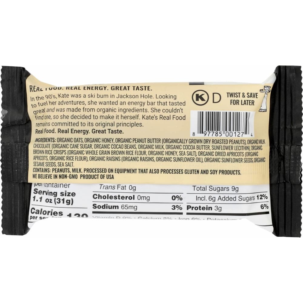 KATES REAL FOOD Grocery > Snacks KATES REAL FOOD: Peanut Butter Milk Chocolate Bar, 2.2 oz