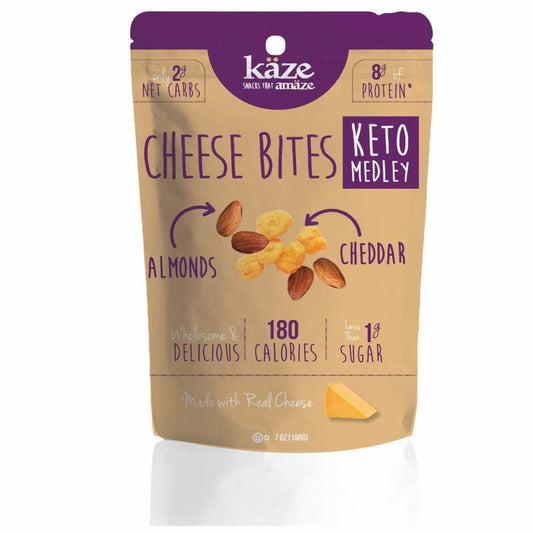 KAZE Grocery > Snacks KAZE: Keto Medley Cheese Bites Almond Cheddar, 7 oz