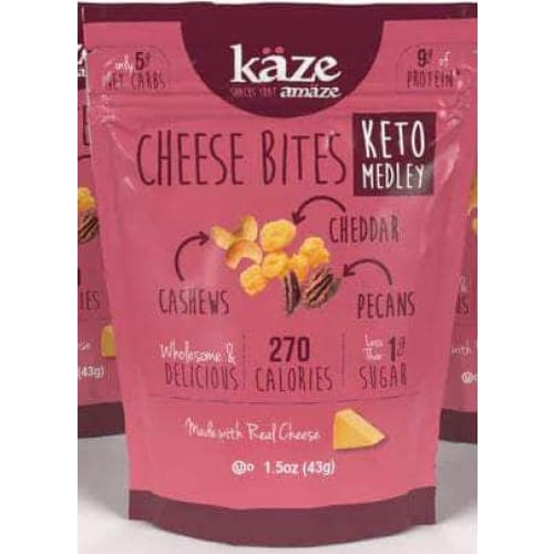 KAZE Grocery > Snacks KAZE: Keto Medley Cheese Bites Cashew Pecan Cheddar, 1.5 oz