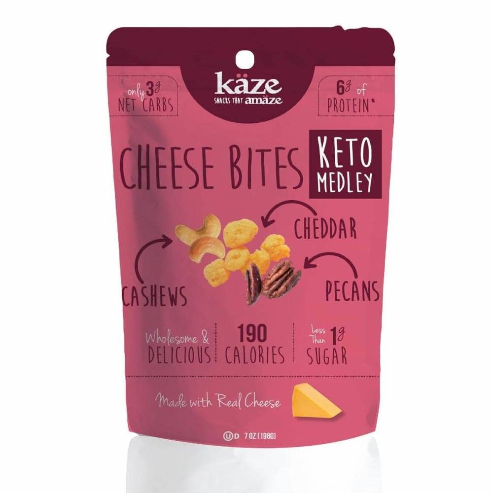 KAZE Grocery > Snacks KAZE: Keto Medley Cheese Bites Cashew Pecan Cheddar, 7 oz