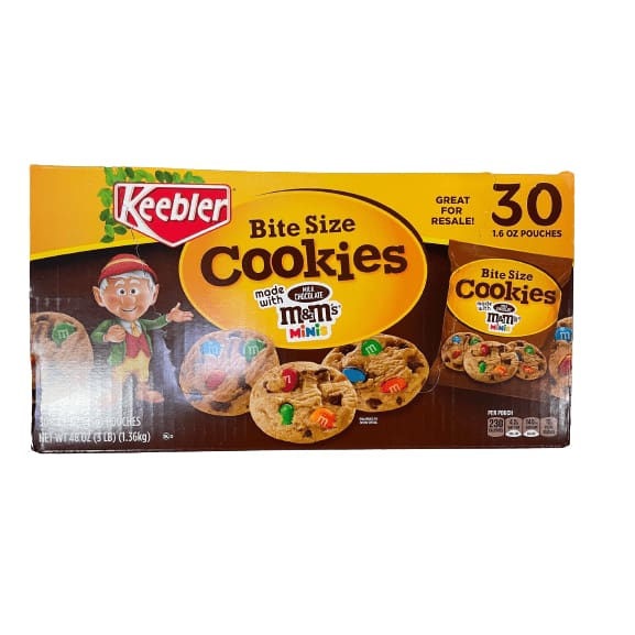 keebler keebler bite size m&m's cookies bite size, 30 x 1.6 oz.