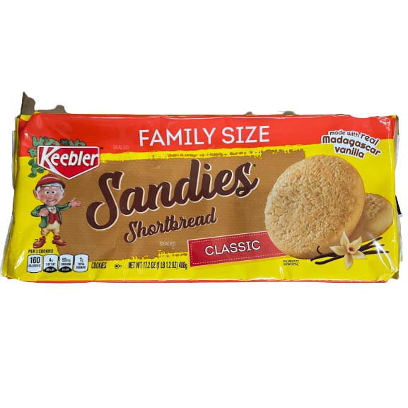 Keebler Keeblers Sandies Classic Shortbread Cookies, Family Size Tray, 17.2 oz