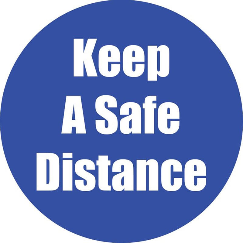 Keep A Safe Distance Blue Floor Sticker 5Pk - First Aid/Safety - Flipside