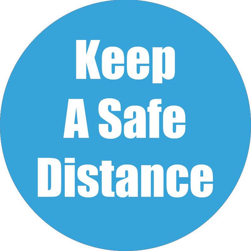 Keep A Safe Distance Cyan Anti-Slip Floor Sticker 5Pk - First Aid/Safety - Flipside