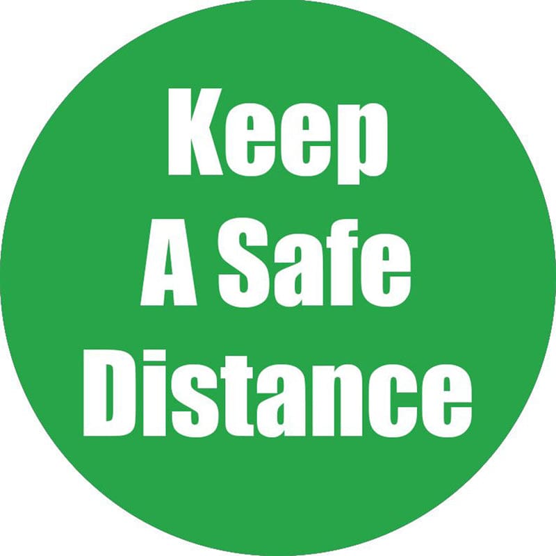 Keep A Safe Distance Green Antislip Floor Sticker 5Pk - First Aid/Safety - Flipside