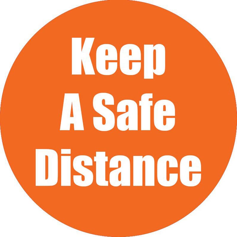Keep A Safe Distance Ornge Antislip Floor Sticker 5Pk - First Aid/Safety - Flipside
