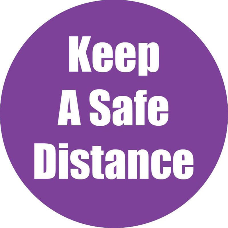 Keep A Safe Distance Prple Antislip Floor Sticker 5Pk - First Aid/Safety - Flipside