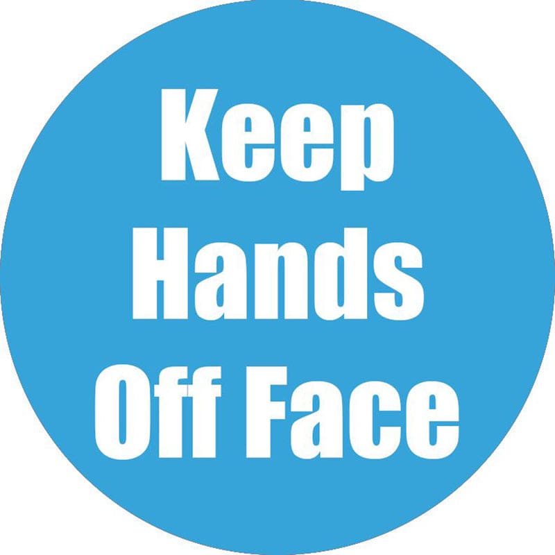 Keep Hands Off Face Cyan Anti-Slip Floor Sticker 5Pk - First Aid/Safety - Flipside