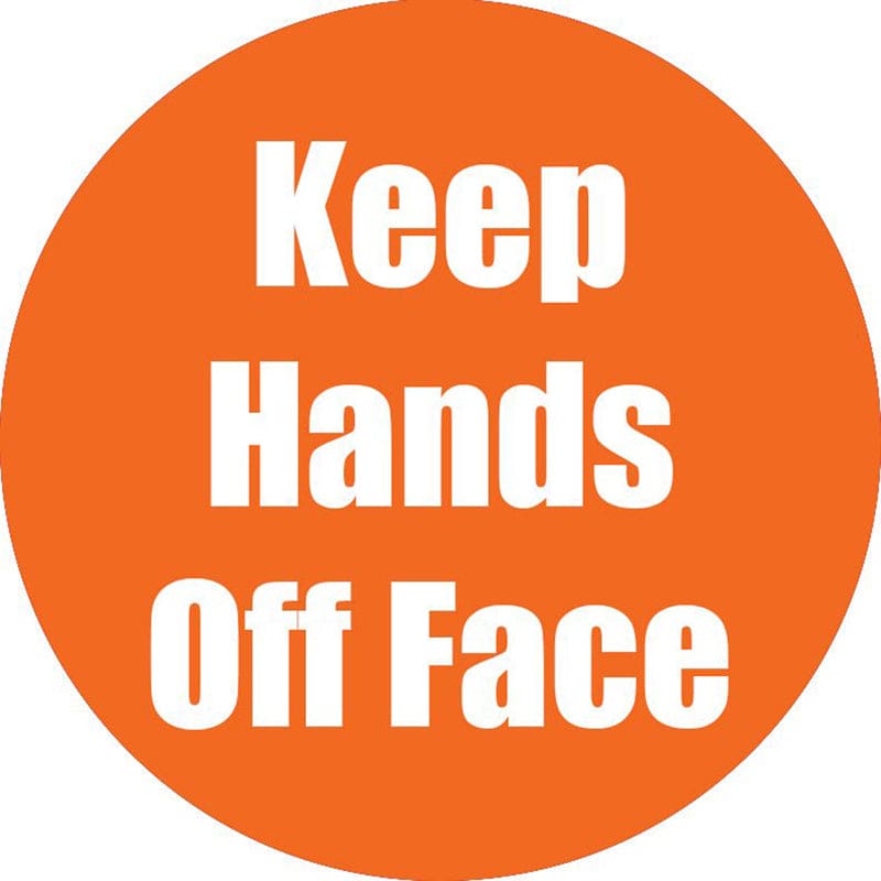 Keep Hands Off Face Orange Antislip Floor Sticker 5Pk - First Aid/Safety - Flipside
