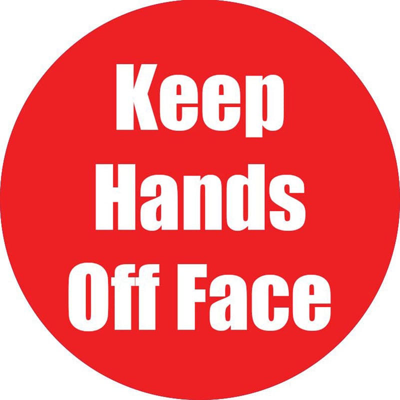 Keep Hands Off Face Red Anti-Slip Floor Sticker 5Pk - First Aid/Safety - Flipside