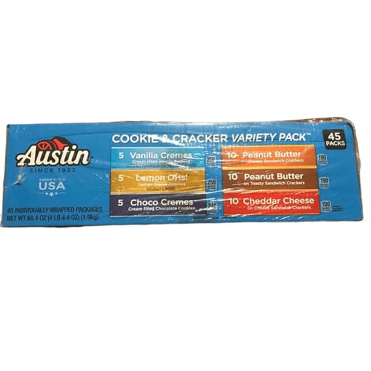 Kellogg's Austin, Cookies and Crackers, Variety Pack, 68.4 oz (45 Packs) - ShelHealth.Com