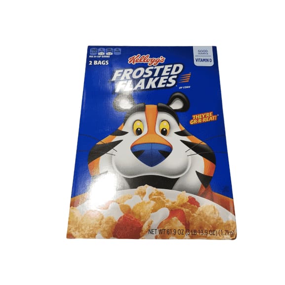 Kellogg's Breakfast Cereal, Frosted Flakes, Fat-Free, Giant Size, 62 ounces - ShelHealth.Com