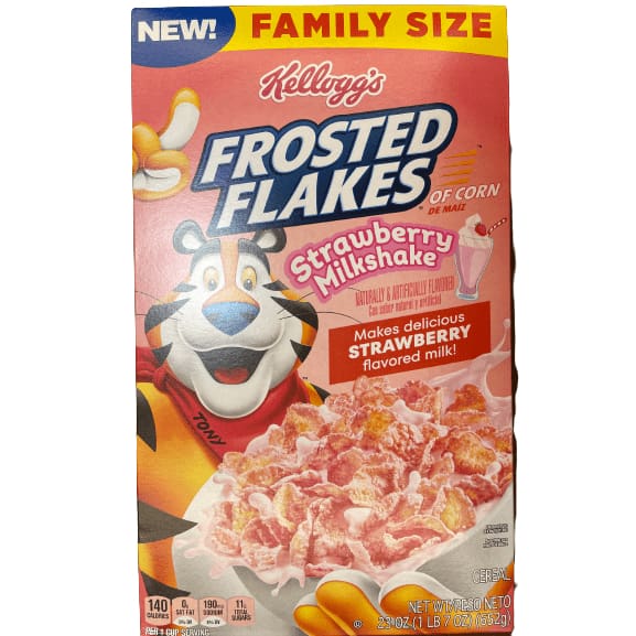 Frosted Flakes Kellogg's Frosted Flakes Breakfast Cereal, Strawberry Milkshake, 23 Oz, Box