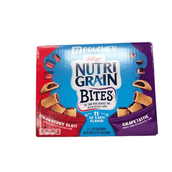 Kellogg's Nutri-Grain Bites Variety Soft Baked Mini Breakfast Bar, 22 ct./1.3 oz. - ShelHealth.Com