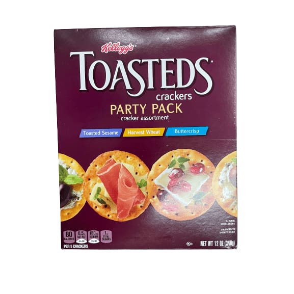 Kellogg's Kellogg's Toasteds Crackers, Toasted Crackers, Party Snacks, Variety Pack, 12 Oz