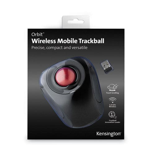 Kensington Orbit Wireless Mobile Trackball 2.4 Ghz Frequency/30 Ft Wireless Range Left/right Hand Use Black/red - Technology - Kensington®