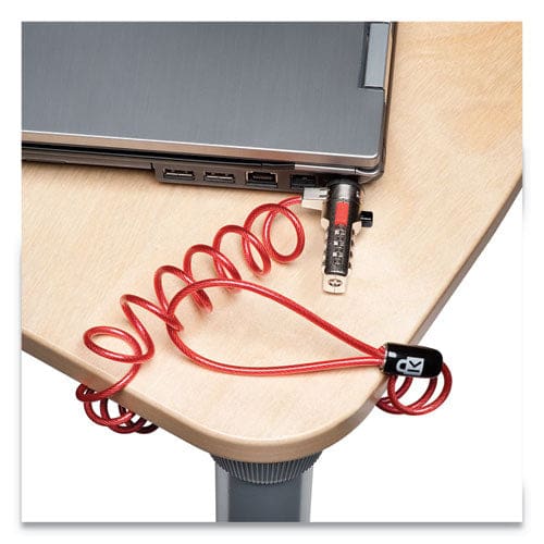 Kensington Portable Combination Laptop Lock 6 Ft Carbon Strengthened Steel Cable Red - Janitorial & Sanitation - Kensington®