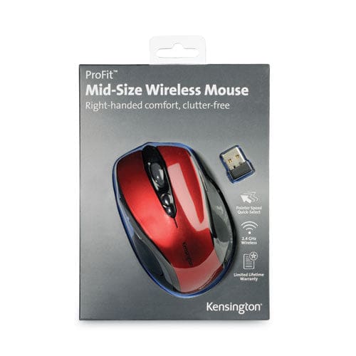 Kensington Pro Fit Mid-size Wireless Mouse 2.4 Ghz Frequency/30 Ft Wireless Range Right Hand Use Ruby Red - Technology - Kensington®