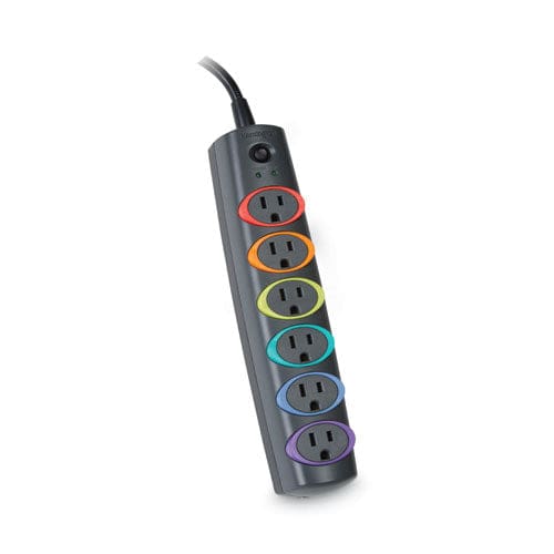 Kensington Smartsockets Color-coded Strip Surge Protector 6 Ac Outlets 8 Ft Cord 1,260 J Black - Technology - Kensington®