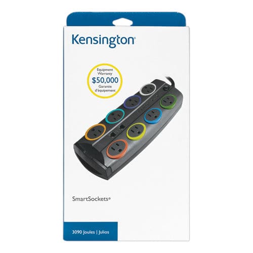 Kensington Smartsockets Surge Protector 8 Ac Outlets 8 Ft Cord 3,090 J Dark Gray - Technology - Kensington®