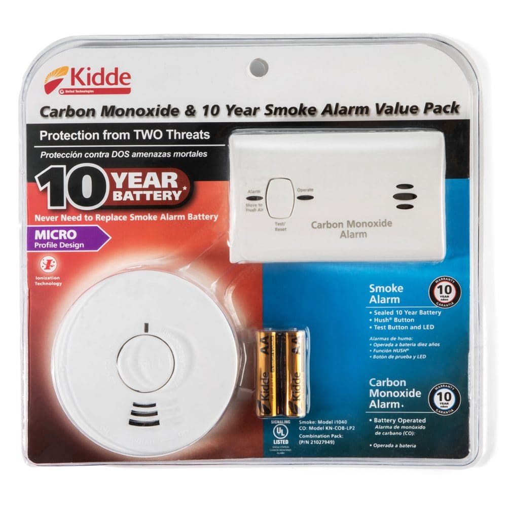 Kidde Battery Operated Carbon Monoxide & 10-Year Smoke Detector Value Pack - Tools - Kidde