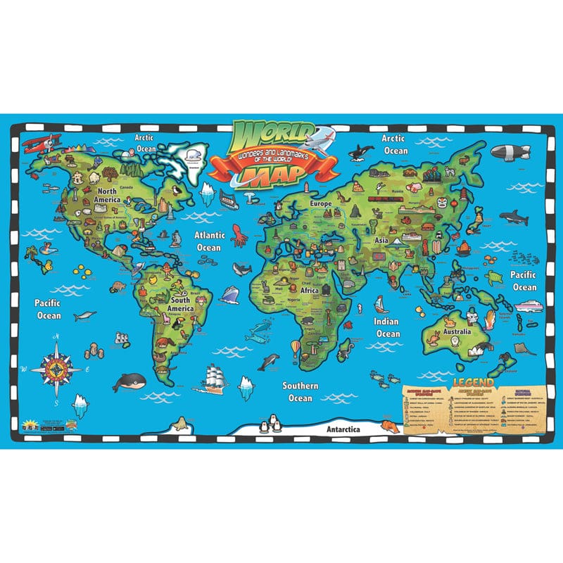 Kids World Map Intractve Wall Chart With Free App (Pack of 2) - Social Studies - Round World Products
