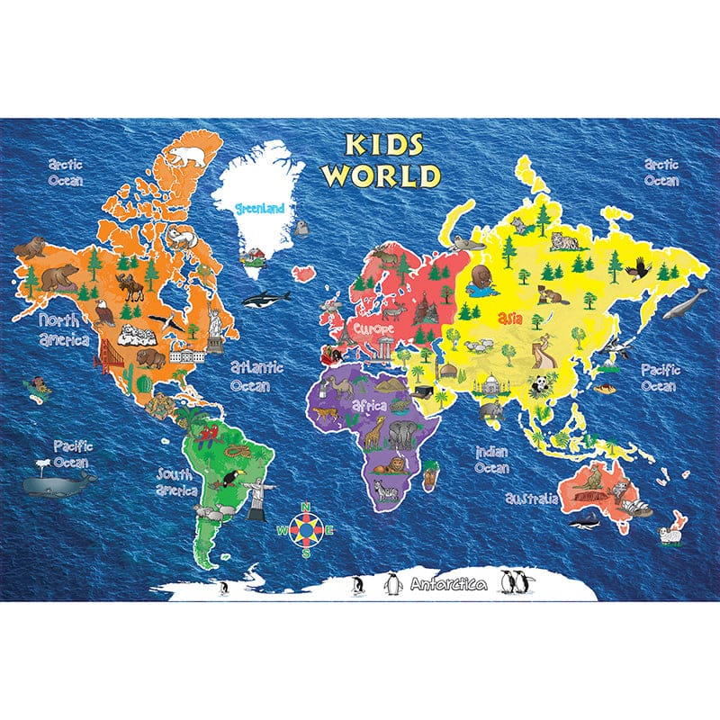 Kids World Peel & Stick Wall Map 42X30 - Maps & Map Skills - Replogle Globes