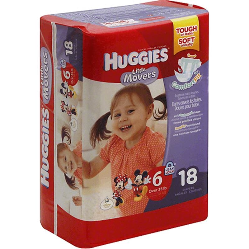 Kimberly Clark Huggies Little Movers Size 6 Bg18 40799 Box of G18 (Pack of 3) - Incontinence >> Briefs and Diapers - Kimberly Clark