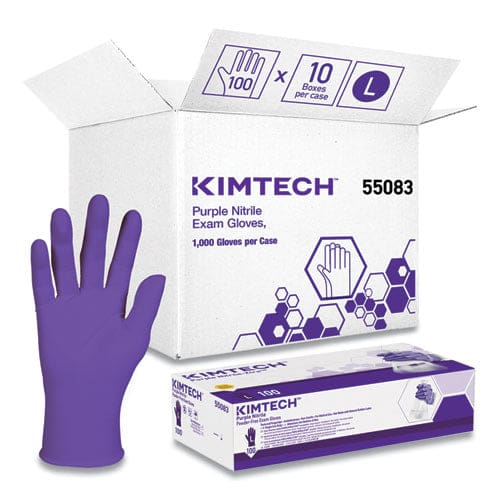 Kimtech Purple Nitrile Exam Gloves 242 Mm Length Large Purple 1,000/carton - Janitorial & Sanitation - Kimtech™