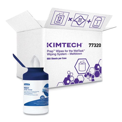 Kimtech Wettask System Prep Wipers For Bleach/disinfectants/sanitizers Hygienic Enclosed System Refills W/canister 55/rl,12 Roll/ct - School