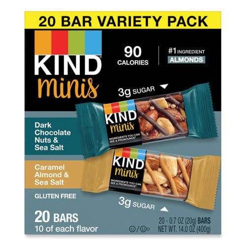 KIND Minis Dark Chocolate Nuts And Sea Salt/caramel Almond And Sea Salt 0.7 Oz 20/pack - Food Service - KIND