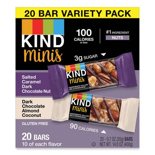 KIND Minis Salted Caramel And Dark Chocolate Nut/dark Chocolate Almond And Coconut 0.7 Oz 20/pack - Food Service - KIND