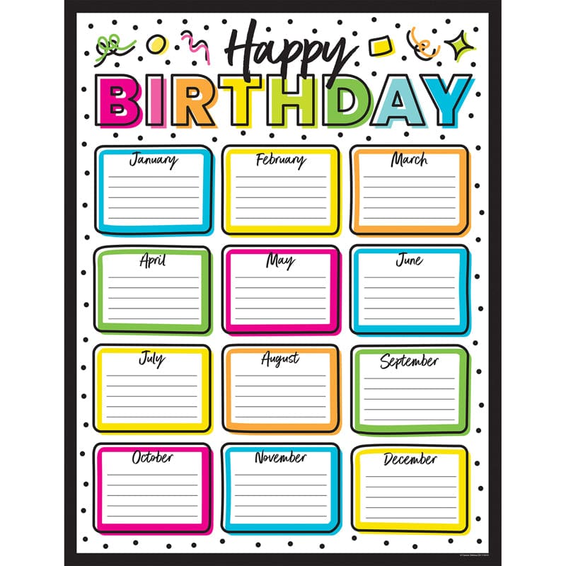 Kind Vibes Birthday Chart (Pack of 12) - Miscellaneous - Carson Dellosa Education