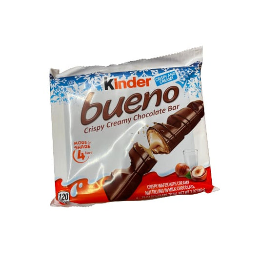 Kinder Bueno Milk Chocolate and Hazelnut Cream 4 Individually Wrapped Chocolate Bars Great Holiday Treats.75 oz - Kinder