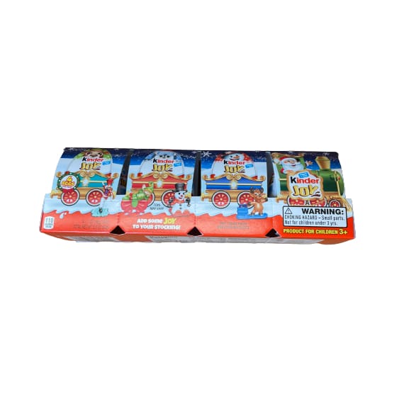 Kinder Joy Eggs Holiday Sweet Cream and Chocolate Wafers with Toy Inside Great for Holiday Stocking Stuffers 0.7 oz 4 Eggs - Kinder