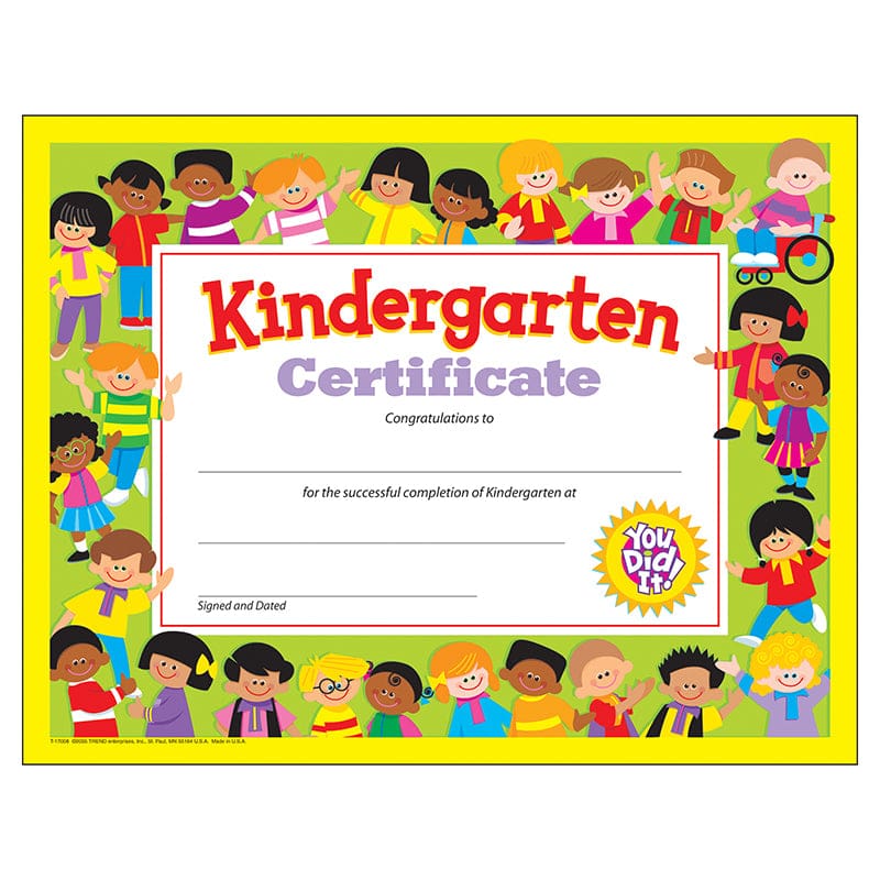 Kindergarten Certificate 30/Pk (Pack of 8) - Certificates - Trend Enterprises Inc.