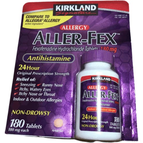 Kirkland Signature Aller-FEX, Allergy Relief, 180 mg, 180 Tablets - ShelHealth.Com
