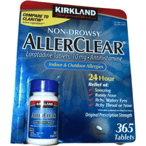 Kirkland Signature AllerClear Allergy relief, Non-Drowsy, 365 Tablets - ShelHealth.Com